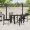 Ensemble de jardin 5 pièces en PVC noir en osier 