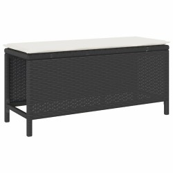 Ensemble de salle à manger de jardin 3 pièces avec coussins Rattan Poly Noir Acacia 