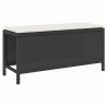 Ensemble de salle à manger de jardin 3 pièces avec coussins Rattan Poly Noir Acacia 