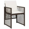 Ensemble de salle à manger de jardin 5 pièces avec coussins marron poly rattan 