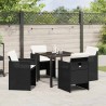 Ensemble de Salle à Manger de Jardin 5 Pièces avec Coussins en Rattan Noir 