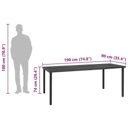 Table à dîner d'extérieur Anthracite 190x90x74 cm Acier 
