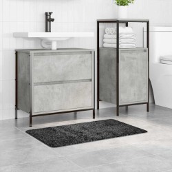 Tapis de bain rectangulaire gris foncé 50x80 cm en polypropylène antidérapant 