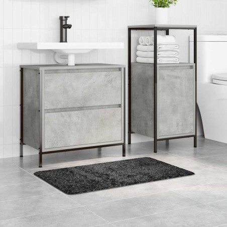Tapis de bain rectangulaire gris foncé 50x80 cm en polypropylène antidérapant 