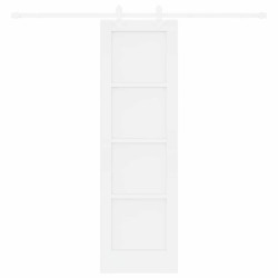 Porte Coulissante avec Kit de Matériel Blanche 61x198,5 cm Bois Massif de Pin 