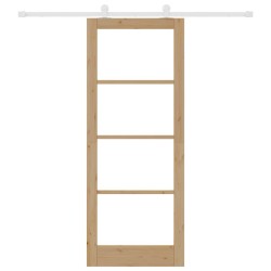 Porte Coulissante avec Kit de Matériel 'ORKDAL'Bois Massif & Verre 