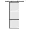 Porte coulissante kit quincaillerie noir 76x205 cm verre trempé 