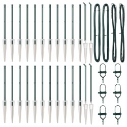 Pots de clôture avec piquet 26 pcs Ø32 mm 60 cm en acier galvanisé 