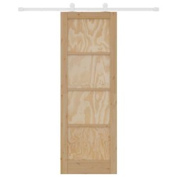 Porte coulissante avec kit quincaillerie 73,5 x 211 cm en bois massif de pin 