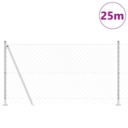 Jeu de Poteaux de Clôture Argent 25 x 1,2 m Acier galvanisé 