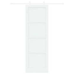 Porte coulissante avec quincaillerie blanche 78x232 cm en bois massif de pin 