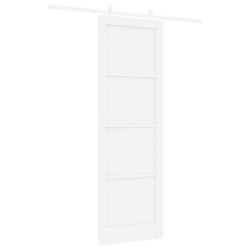 Porte coulissante avec quincaillerie blanche 78x232 cm en bois massif de pin 