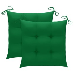 Chaises de jardin lot de 2 et coussins vert Bois de teck massif 