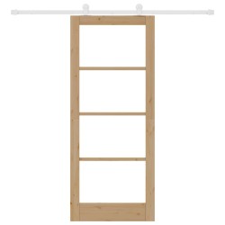 Porte Coulissante 'ORKDAL' Naturel et blanc Bois 83 x 202 cm 