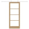 Porte Coulissante 'ORKDAL' Naturel et blanc Bois 83 x 202 cm 