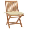 Chaises de jardin lot de 2 et coussins blanc crème Teck massif 