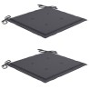 Chaises de jardin lot de 2 et coussins anthracite Bois de teck 