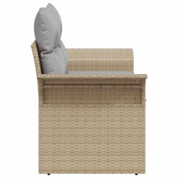 Canapé de jardin 2 places avec rangement & coussins en rattan poly beige 