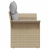 Canapé de jardin 2 places avec rangement & coussins en rattan poly beige 