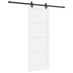 Porte coulissante avec kit de quincaillerie 'ORKDAL'en bois massif blanc 