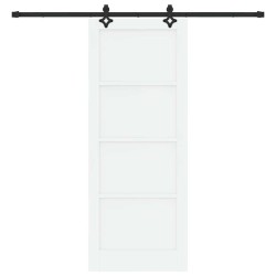 Porte coulissante avec kit de quincaillerie 'ORKDAL'en bois massif blanc 
