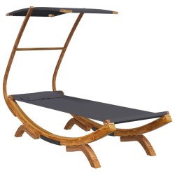 Lit repos et auvent 100x190x134cm Bois courbé massif Anthracite 