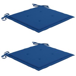 Chaises de jardin lot de 2 et coussins bleu royal Bois de teck 