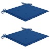 Chaises de jardin lot de 2 et coussins bleu royal Bois de teck 
