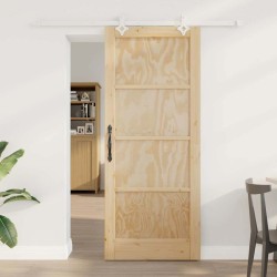 Porte coulissante avec ensemble de quincaillerie 83x202 cm Bois massif Pin 