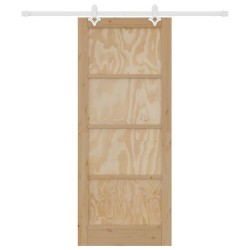 Porte coulissante avec ensemble de quincaillerie 83x202 cm Bois massif Pin 