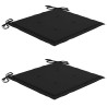 Chaises de jardin lot de 2 et coussins noir Bois de teck massif 
