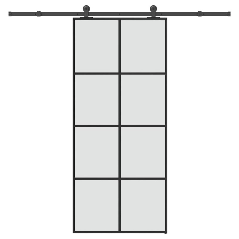 Porte coulissante avec kit de quincaillerie 90x205 cm Verre ESG 