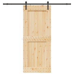 Porte coulissante et kit de quincaillerie 95x210 cm pin massif 