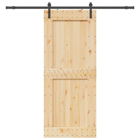 Porte coulissante et kit de quincaillerie 95x210 cm pin massif 