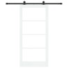 Porte coulissante avec kit de quincaillerie 'ORKDAL'Bois massif blanc et verre 