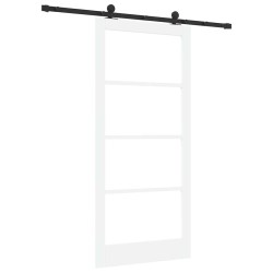 Porte coulissante avec kit de quincaillerie 'ORKDAL'Bois massif blanc et verre 