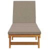Chaise longue avec roues et coussin en taupe en bois massif 