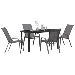 Ensemble de salle à manger de jardin 5 pièces en gris Textilène et acier 