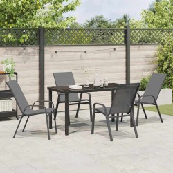 Ensemble de salle à manger de jardin 5 pièces en gris Textilène et acier 