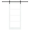Porte Coulissante avec l'ensemble de quincaillerie 'ORKDAL'Bois Massif Blanc et Verre 