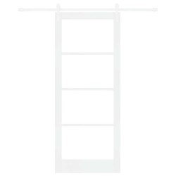 Porte coulissante avec quincaillerie blanche 86x211 cm en bois massif pin 