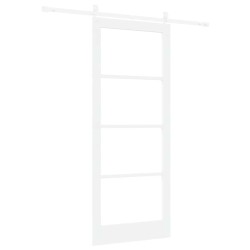 Porte coulissante avec quincaillerie blanche 86x211 cm en bois massif pin 