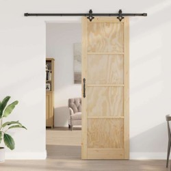 Porte coulissante avec quincaillerie 78x232 cm en bois massif de pin 
