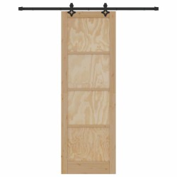 Porte coulissante avec quincaillerie 78x232 cm en bois massif de pin 