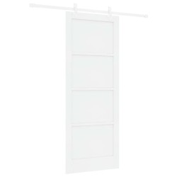 Porte coulissante avec kit blanc 83x211 cm en bois massif de pin 