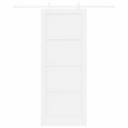 Porte coulissante avec kit blanc 83x211 cm en bois massif de pin 