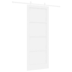 Porte coulissante avec kit blanc 83x211 cm en bois massif de pin 
