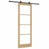Porte coulissante avec kit de quincaillerie 'ORKDAL'en bois massif & verre 