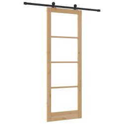 Porte coulissante avec kit de quincaillerie 'ORKDAL'en bois massif & verre 