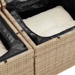Set de canapé de jardin 3 pièces avec coussins Beige Poly Rotin vidaXL 